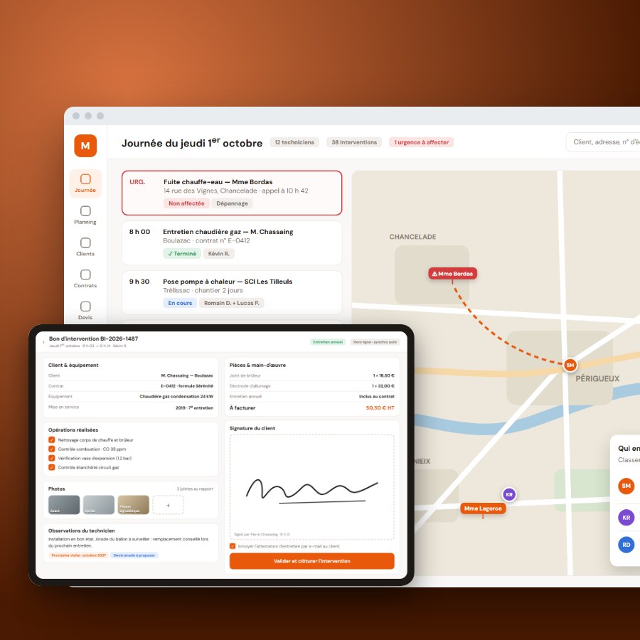 Aperçu de la webapp Mazière Chauffage